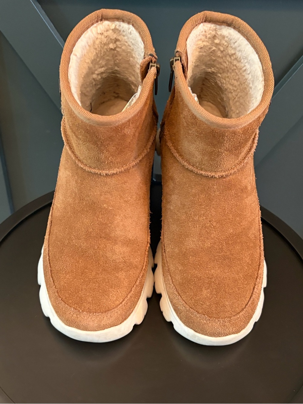 UGG Chestnut Suede Shearling-Lined Ankle Booties